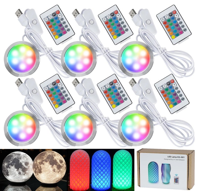3DZWMAN Remote Control RGB LED Lamp Kit 001 with Power Outage Color Storage for Bambu Lab H2D/X1/P1P/A1 Multicolor Button Battery Makerworld 3D Printed DIY Hardware Model Spare Parts 5V USB Powered（6kit） - Image 1